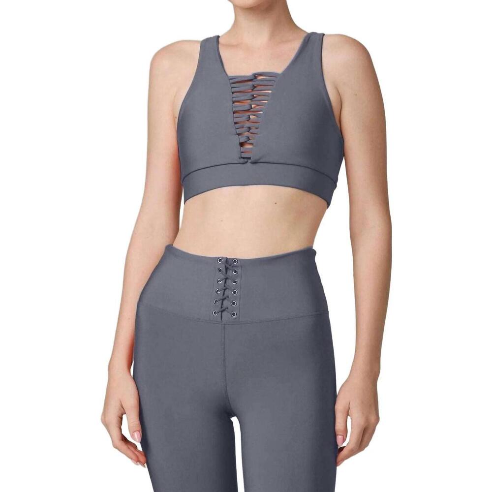 NEW 925 FIT perfect view max support tank sports bra in blu-s steel blue